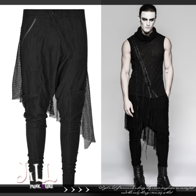 taobao agent O Jier o European visual rock battle teenager irregular mesh fake two pieces of Haron pants punk k288