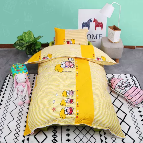 Одеяло для детского сада, синий хлопковый комплект для кроватки для раннего возраста, детская подушка, 3 предмета, постельные принадлежности