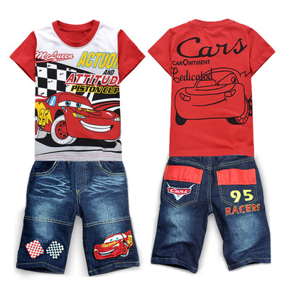 taobao agent Luckychild children's clothing wholesale car starting jeans+T -shirt P45