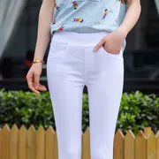 Quần legging trắng quần nữ mùa xuân và mùa hè mỏng mặc quần chín điểm quần nữ cao eo co giãn chặt chẽ quần bút chì - Quần tây thường