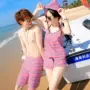 Cặp đôi đồ bơi nữ ba hoặc bốn bộ đồ 2018 đi biển đầy cát bảo thủ che bụng nóng bỏng Hàn Quốc áo tắm mới quần nam - Vài đồ bơi đồ biển cặp	