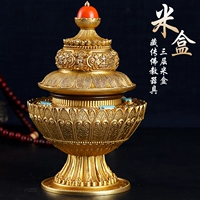 Huibao Buddha с чистым бронзовым трехслойным рисовым рисовым сокровищницами рисовые банки с тибетской буддийской поставкой восемь джиджиксианских тантра Тантрический Храм Поклонение
