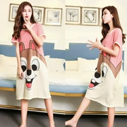 Phiên bản tiếng Hàn của váy ngủ nữ mùa hè dễ thương KT mèo cotton ngắn tay mùa hè Phiên bản Hàn Quốc của sinh viên tươi mới phục vụ nhà lỏng