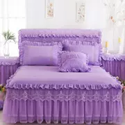 Đầm ren chống trượt nệm màu tím nhạt bảo vệ đám cưới ngọc bích đặt giường ngủ Công chúa Hàn Quốc váy ngủ ren đơn - Váy Petti