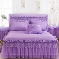 Đầm ren chống trượt nệm màu tím nhạt bảo vệ đám cưới ngọc bích đặt giường ngủ Công chúa Hàn Quốc váy ngủ ren đơn - Váy Petti ga giường viền họa tiết