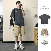Японская однотонная мини-юбка, футболка polo, рубашка для отдыха, короткий рукав, оверсайз