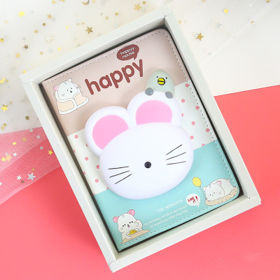 Lucky Grey Ratoriginality Simplicity Internet celebrity Gift box notebook Stationery lovely Notepad thick Cartoon Hand book student day Return a gift
