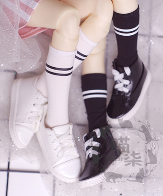 taobao agent BJD dolls with printed socks 3 points three -point striped barbar leisure and black white spot non -real wearing