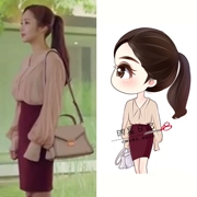 Tại sao Kim thư ký tại sao là Park Minying với cùng một đèn lồng tay áo áo thun voan phụ nữ + bộ váy