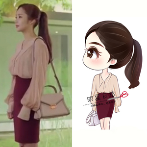 Tại sao Kim thư ký tại sao là Park Minying với cùng một đèn lồng tay áo áo thun voan phụ nữ + bộ váy