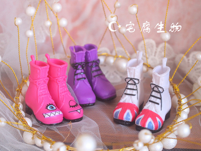 taobao agent Barbie Pink Demon Big Boots 1/6bjd Ms OB24 Little Cloth AZONE Plaster Doll Shoes