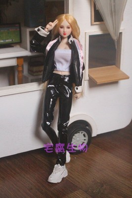 taobao agent Black leather leather pants set OB27 Xinyi FR Barbie Kissmela Keer 1/6bjd specific doll pants