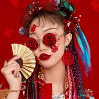 Солнцезащитные очки, китайский золотой реквизит для фотографии в стиле хип-хоп подходит для фотосессий, китайский стиль