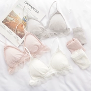 Cô gái Pháp trái tim bralette dây đeo mỏng áo ngực ren ren đồ lót cotton mà không có thép vòng tam giác cốc - Bộ đồ lót