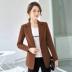 Áo khoác vest nữ dài 2018 mới công sở thời trang công sở eo thon sơ mi đen dài tay áo vest nữ hàn quốc Business Suit