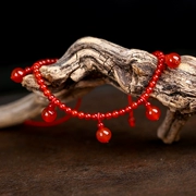 Bản gốc tinh thể tự nhiên garnet đỏ mã não đỏ dây đeo vòng chân nữ thời trang thủ công phiên bản Hàn Quốc đơn giản - Vòng chân