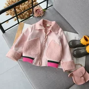 2018 mùa đông phong cách mới cô gái áo len cashmere ấm áp trẻ em đường may dây kéo hoang dã cộng với áo khoác nhung thủy triều