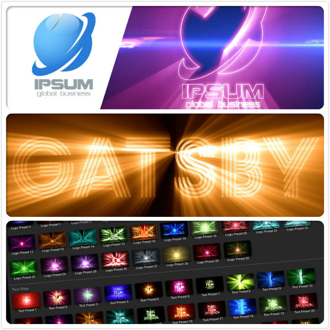 FCPX插件:文字Logo标志放射扫光光线插件预设 PRORAYS 含视频素材-天天素材网