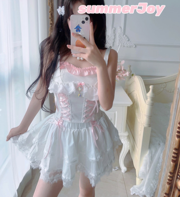 taobao agent SummerJoy's heart -mounted moment set Sweet top cake high waist short skirt