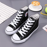 2024 Яркие цвета Yuanbu Черные высокие парусиновые туфли для студенток Корейский стиль Модные универсальные белые повседневные женские туфли на плоской подошве