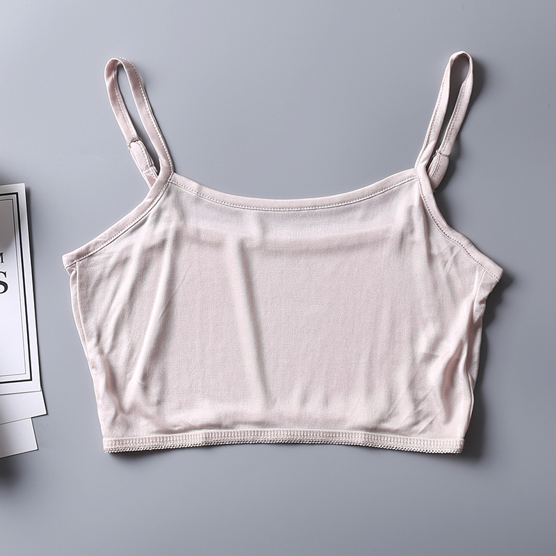 Skin Colourreal silk Small sling undergarment covering the chest and abdomen high-grade mulberry silk knitting Simplicity Breast wrapping Versatile adjust Shoulder strap Bottom up Vest