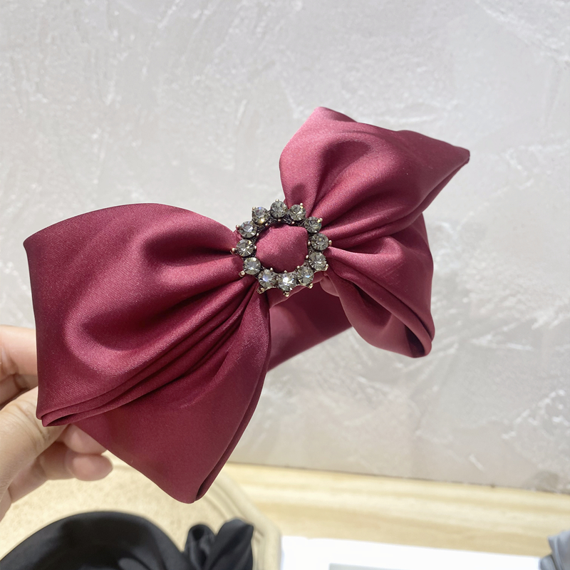 Czech Diamond Butterfly Hair Band Redthe republic of korea fold hair hoop Net red candy Solid color Wide edge tie wash one 's face Headband Simplicity Hair cave head band female