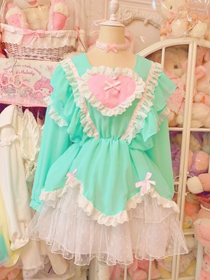 taobao agent Spring fresh mint green dress for princess, doll, fitted
