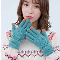 Шерстяные перчатки, утепленный трикотажный удерживающий тепло комплект для школьников для влюбленных, в корейском стиле