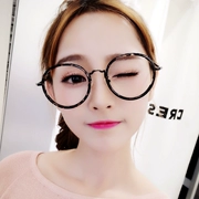 Kính gọng kính nữ phiên bản Hàn Quốc của kính cận tròn retro kính cận thị cá tính phẳng gương mặt mỏng da báo trang trí khung nam