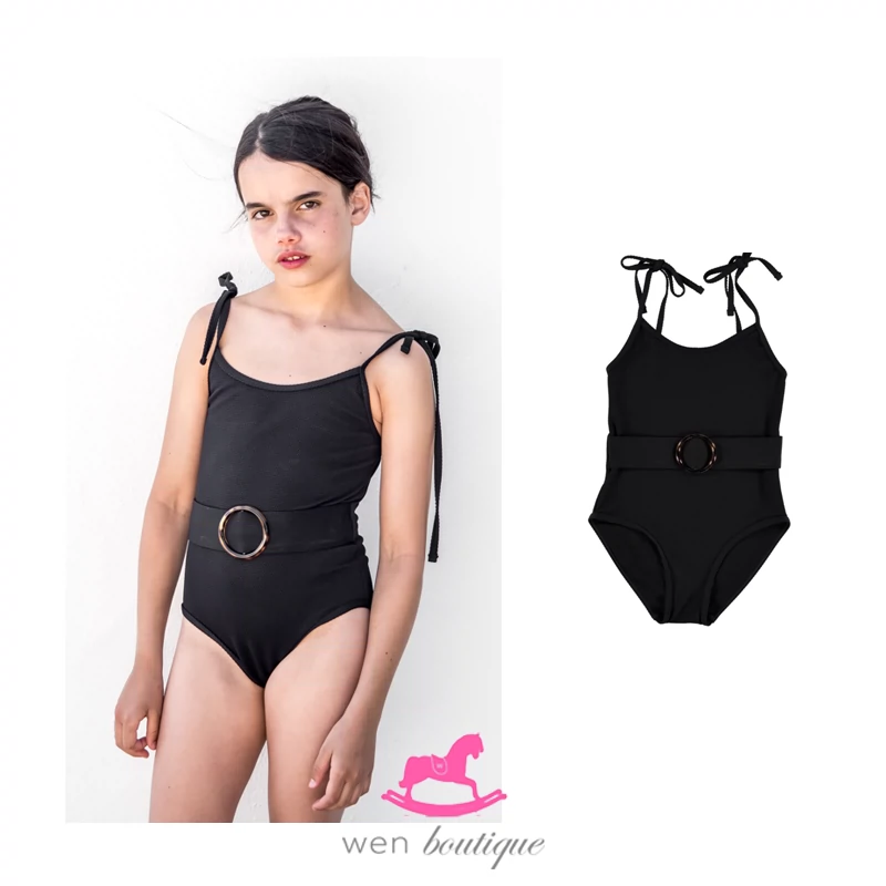 Wens shop [cổ phiếu] SS20 Áo tắm một mảnh màu đen cho bé gái Belle chiara - Đồ bơi trẻ em