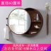 Tủ gương kéo đẩy treo tường nhà vệ sinh phòng tắm bàn trang điểm gương trang điểm có đèn làm mờ gương phòng tắm gỗ tròn Gương