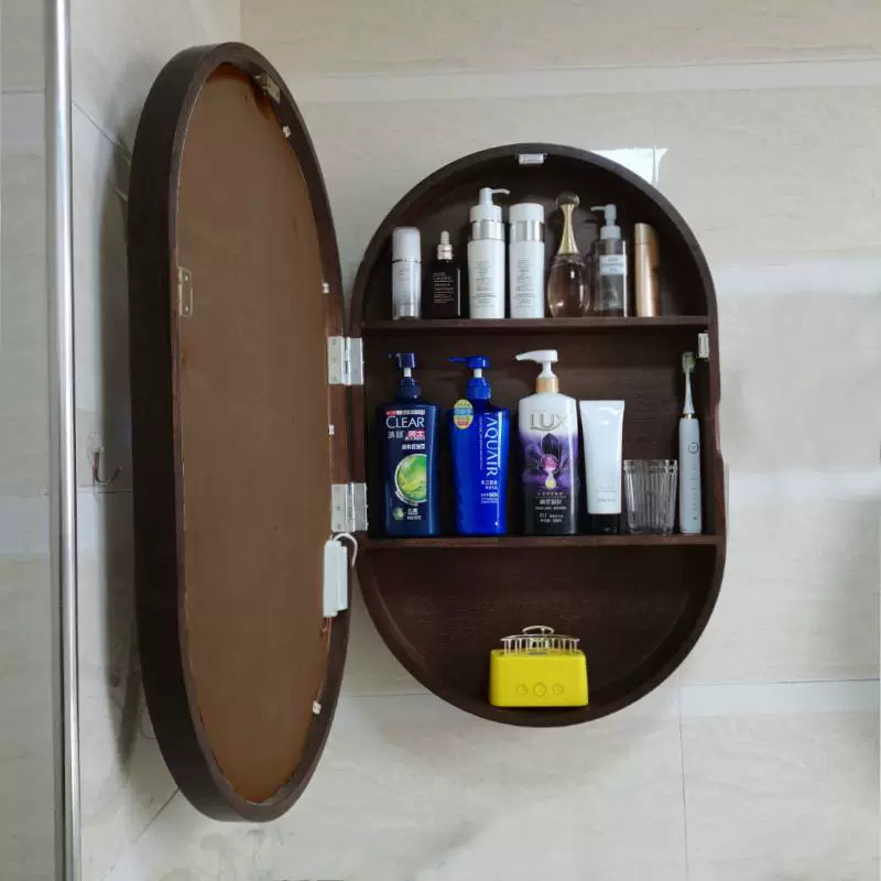 Tủ đựng gương phòng tắm hình bầu dục có đèn treo tường trang điểm toilet gương phòng tắm gương soi toàn thân treo tường tủ gương gắn tường tủ gương inox 