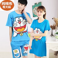 Vài bộ đồ ngủ mùa hè phù hợp với bông dễ thương phim hoạt hình doraemon mã lớn Jingle mèo nightdress nhà dịch vụ người đàn ông và phụ nữ bộ bông ấp áp mùa đông nam nữ