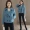 Áo len mùa thu Hàn Quốc áo sơ mi nữ màu rắn 2019 mới trang trí mùa xuân thân áo là áo len mỏng cỡ lớn - Áo Hàn Quốc