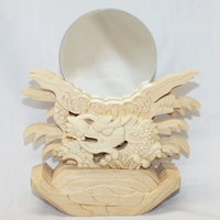 Японское японское дракон дракона, скульптурное деревянное зеркало, Бог проливает храмовый артефакт артефакт Бога Инструменты