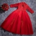 Trẻ em công chúa váy pettiskirt hoa cô gái cô gái đám cưới sinh nhật piano chủ trang phục trang phục dạ hội mùa đông đỏ - Váy trẻ em Váy trẻ em