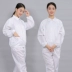 Quần áo chống bụi có ve áo chống tĩnh điện split suit quần áo bảo hộ xưởng thực phẩm không bụi quần áo bảo hộ lao động dây kéo sọc xanh trắng 