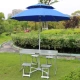 Один таблица 4 -х стул+2,5 метра синий поворот к зонтику+зонтик сидит