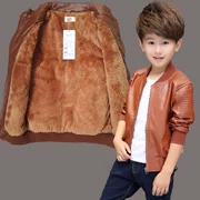 Áo khoác da nam mùa xuân và thu đông 2017 phiên bản Hàn Quốc cộng với áo khoác nhung da dày bé trai nhỏ mới dậy sóng