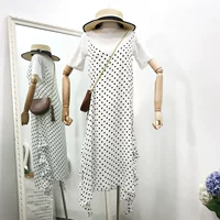 H 02 hè mới thời trang 2018 phiên bản Hàn Quốc hoang dã của áo thun cổ chữ V lệch cổ áo thun eo thấp dành cho nữ váy nữ đẹp