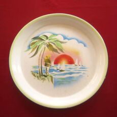 Стакан 【保卫海南岛】人物搪瓷盘——少见！