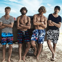 Мужские пляжные штаны, летние быстросохнущие шорты для плавания для влюбленных, свободный крой