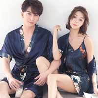 Mùa hè ngắn tay vài bộ đồ ngủ nam giới và phụ nữ Hàn Quốc phiên bản của băng lụa áo sexy lụa dây đeo nightdress nhà dịch vụ phù hợp với quần áo ngủ nữ