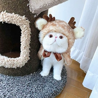 Симпатичная домашняя рождественская одежда кошачья кабельная кабельная трансформация в коричневый лосей плащ красивый короткий английский короткий кот Новый год зима