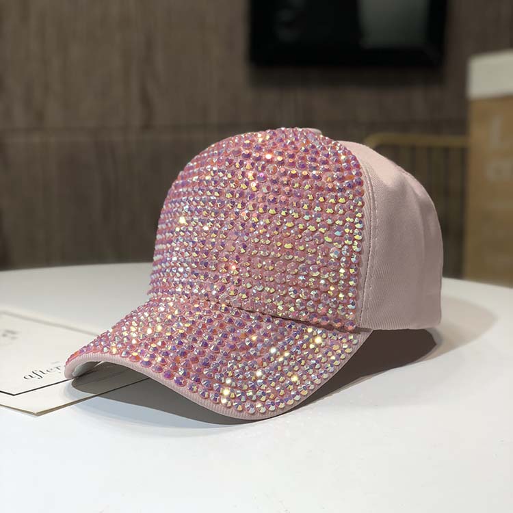 PinkHat female rhinestone personality peaked cap Spring and autumn days fashion Baseball cap Korean version Versatile tide summer manual Inlaid diamond Internet celebrity