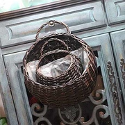 Wicker tường treo flower vase giỏ hoa chậu hoa ban công hoa đứng tường treo vật liệu tự nhiên vòng trang trí sân vườn phòng