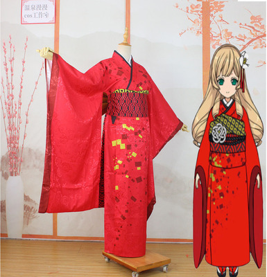 taobao agent 温泉漫漫 An idol fantasy sacrifice Maguser COS cos cotton sleeve red kimono printed