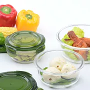 Khóa nắp hộp ăn trưa bằng thủy tinh Hộp kín Hộp Bento có nắp hộp đựng bát thủy tinh tươi bát trái cây hộp mì ăn liền - Hộp cơm điện sưởi ấm