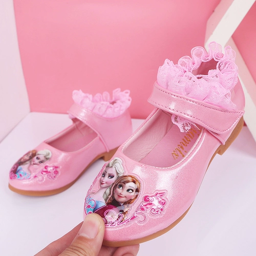Демисезонные детские туфли для принцессы для кожаной обуви на каблуке, 2020, «Холодное сердце», мягкая подошва