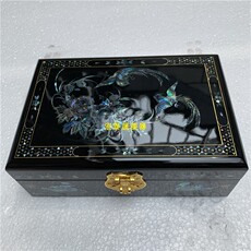 шкатулка 【宏泰晟漆器】扬州镶嵌贝壳工艺品 实木珠宝盒 漆器首饰盒